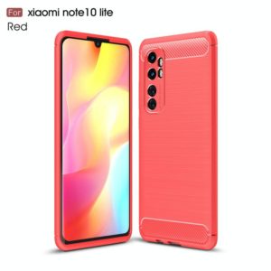 For Xiaomi Mi Note 10 Lite Brushed Texture Carbon Fiber TPU Case(Red) (OEM)