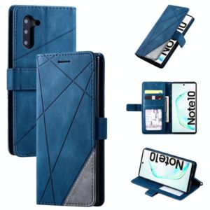 For Samsung Galaxy Note 10 Skin Feel Splicing Horizontal Flip Leather Case with Holder & Card Slots & Wallet & Photo Frame(Blue) (OEM)