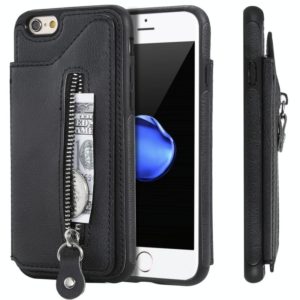 For iPhone 6 Solid Color Double Buckle Zipper Shockproof Protective Case(Black) (OEM)