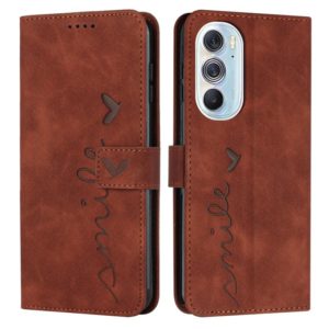 For Motorola Edge X30 Skin Feel Heart Pattern Leather Phone Case(Brown) (OEM)