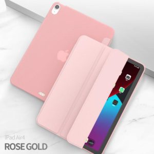 For iPad Air 2022 / 2020 10.9 Three-folding Surface PU Leather TPU Matte Soft Bottom Case with Holder & Sleep / Wake-up Function(Rose gold) (OEM)