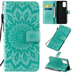 For Galaxy S20+ Sun Print Horizontal Flip Protective Case with Holder & Card Slots & Wallet(Green) (OEM)
