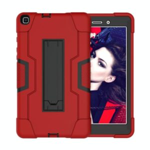 For Galaxy Tab A 8.0 (2019) T290 Contrast Color Silicone + PC Combination Case with Holder(Red + Black) (OEM)