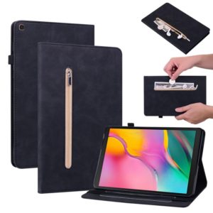 For Samsung Galaxy Tab A 10.1 2019 T510 Skin Feel Solid Color Zipper Leather Tablet Case(Black) (OEM)