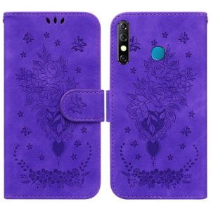 For Infinix Hot 8 X650 CC7 Butterfly Rose Embossed Leather Phone Case(Purple) (OEM)
