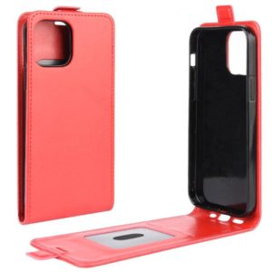 For iPhone 12 / 12 Pro R64 Texture Single Vertical Flip Leather Protective Case with Card Slots & Photo Frame(Red) (OEM)