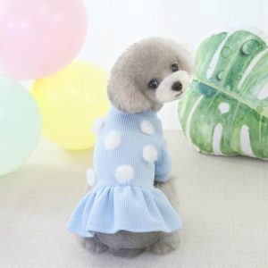 Pet Dog Skirt Pomeranian Bichon Wool Skirt Dog Warm Skirt, Size: S(Light Blue) (OEM)