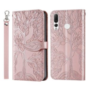 For Huawei P smart Z Life of Tree Embossing Pattern Horizontal Flip Leather Case with Holder & Card Slot & Wallet & Photo Frame & Lanyard(Rose Gold) (OEM)