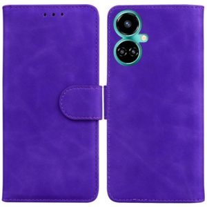 For Tecno Camon 19 Skin Feel Pure Color Flip Leather Phone Case(Purple) (OEM)