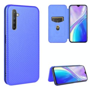For OPPO Realme XT / X2 / K5 Carbon Fiber Texture Horizontal Flip TPU + PC + PU Leather Case with Card Slot(Blue) (OEM)