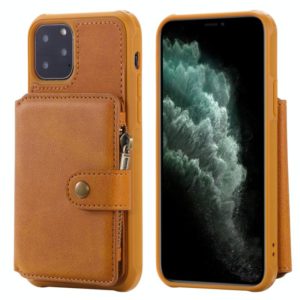 For iPhone 11 Pro Buckle Zipper Shockproof Protective Case with Holder & Card Slots & Wallet & Lanyard & Photos Frames(Brown) (OEM)