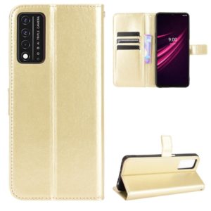 For T-Mobile REVVL V+ 5G Crazy Horse Texture Horizontal Flip Leather Case with Holder & Card Slots & Lanyard(Gold) (OEM)