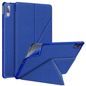 For Lenovo Tab P11 Pro TB-706F Cloth Texture Multi-folding Horizontal Flip PU Leather Shockproof Case with Holder & Sleep / Wake-up Function(Blue) (OEM)