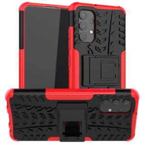 For Samsung Galaxy A32 4G Tire Texture Shockproof TPU+PC Protective Case with Holder(Red) (OEM)