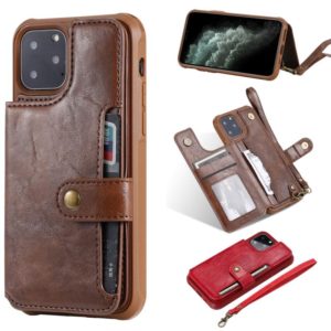 For iPhone 11 Pro Buckle Zipper Shockproof Protective Case with Holder & Card Slots & Wallet & Lanyard & Photos Frame(Coffee) (OEM)