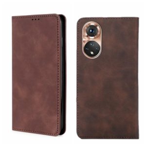 For Honor 50 Skin Feel Magnetic Horizontal Flip Leather Phone Case(Dark Brown) (OEM)