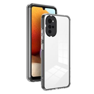 For Motorola Moto G22 3 in 1 Clear TPU Color PC Frame Phone Case(Black) (OEM)