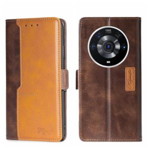 For Honor Magic3 Pro Contrast Color Side Buckle Leather Phone Case(Dark Brown + Gold) (OEM)