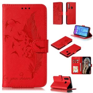 Feather Pattern Litchi Texture Horizontal Flip Leather Case with Wallet & Holder & Card Slots For Huawei Honor 10i / P Smart+ 2019 / Honor 20i / Honor 10 Lite(Red) (OEM)