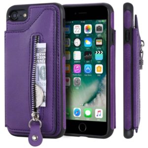 For iPhone SE 2022 / SE 2020 / 8 / 7 Solid Color Double Buckle Zipper Shockproof Protective Case(Purple) (OEM)