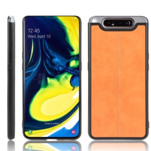 For Galaxy A80/A90 Shockproof Sewing Cow Pattern Skin PC + PU + TPU Case(Orange) (OEM)