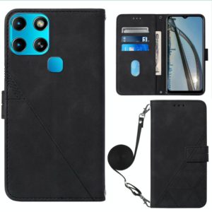 For Infinix Smart 6 Crossbody 3D Embossed Flip Leather Phone Case(Black) (OEM)