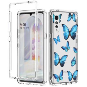 For LG Velvet 2 in 1 High Transparent Painted Shockproof PC + TPU Protective Case(Blue Butterfly) (OEM)