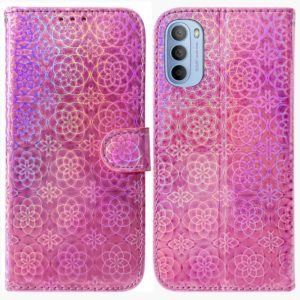 For Motorola Moto G51 Colorful Magnetic Buckle Leather Phone Case(Pink) (OEM)
