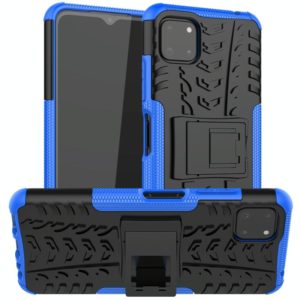 For Samsung Galaxy A22 5G Tire Texture Shockproof TPU+PC Protective Case with Holder(Blue) (OEM)