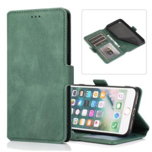 For iPhone SE 2022 / SE 2020 / 8 / 7 Retro Magnetic Closing Clasp Horizontal Flip Leather Case with Holder & Card Slots & Photo Frame & Wallet(Green) (OEM)