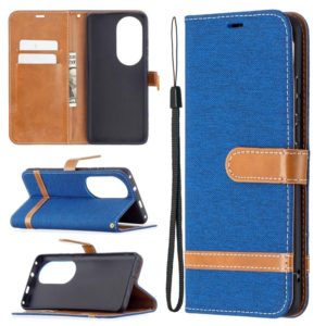 For Huawei P50 Pro Color Matching Denim Texture Horizontal Flip Leather Case with Holder & Card Slots & Wallet & Lanyard(Royal Blue) (OEM)