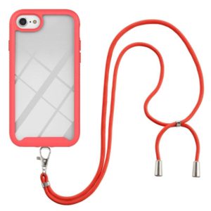 For iPhone SE 2022 / SE 2020 / 8 / 7 / 6s / 6 Starry Sky Solid Color Series Shockproof PC + TPU Protective Case with Neck Strap(Red) (OEM)