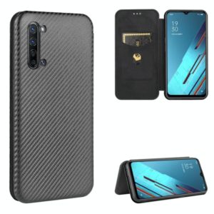 For OPPO Reno3 5G / Find X2 Lite Carbon Fiber Texture Horizontal Flip TPU + PC + PU Leather Case with Card Slot(Black) (OEM)