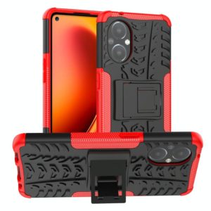 For OnePlus Nord N20 5G Tire Texture Shockproof TPU+PC Phone Case with Holder(Red) (OEM)