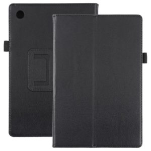 Για Samsung Galaxy Tab A8 10.5 2021 υφής Litchi μονόχρωμη δερμάτινη θήκη tablet (Μαύρη) (OEM)