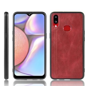 For Galaxy A10s Shockproof Sewing Cow Pattern Skin PC + PU + TPU Case(Red) (OEM)