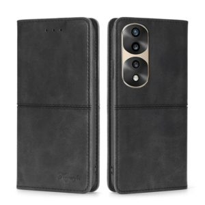 For Honor 70 Pro/70 Pro+ Cow Texture Magnetic Horizontal Flip Leather Phone Case(Black) (OEM)