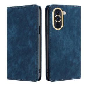 For Huawei Nova 10 RFID Anti-theft Brush Magnetic Leather Phone Case(Blue) (OEM)