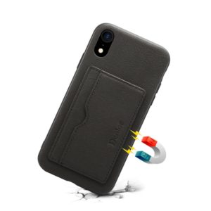 For iPhone XR Denior V3 Luxury Car Cowhide Leather Protective Case with Holder & Card Slot(Black) (Denior) (OEM)