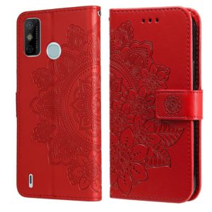 7-petal Flowers Embossing Pattern Horizontal Flip PU Leather Case with Holder & Card Slots & Wallet & Photo Frame For Tecno Spark 6 Go(Red) (OEM)