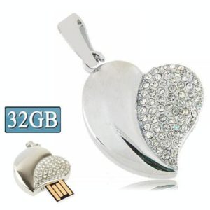Silver Heart Shaped Diamond Jewelry USB Flash Disk, Special for Valentines Day Gifts (32GB)(Silver) (OEM)