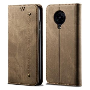 For Xiaomi Redmi K30 Pro / POCO F2 Denim Texture Casual Style Horizontal Flip Leather Case with Holder & Card Slots & Wallet(Khaki) (OEM)