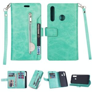 For Samsung Galaxy M30 / Galaxy A40s Multifunctional Zipper Horizontal Flip Leather Case with Holder & Wallet & 9 Card Slots & Lanyard(Mint Green) (OEM)