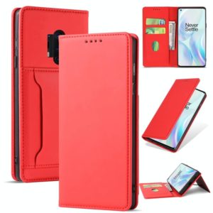 For OnePlus 8 Pro Strong Magnetism Liquid Feel Horizontal Flip Leather Case with Holder & Card Slots & Wallet(Red) (OEM)