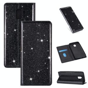 For Samsung Galaxy J6 (2018) Ultrathin Glitter Magnetic Horizontal Flip Leather Case with Holder & Card Slots(Black) (OEM)