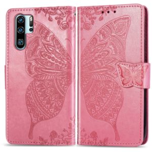 Butterfly Love Flowers Embossing Horizontal Flip Leather Case for Huawei P30 Pro, with Holder & Card Slots & Wallet & Lanyard (Pink) (OEM)