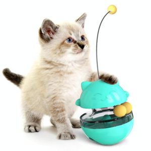 Cat Turntable Toy Leaking Food Ball Funny Cat Stick Tumbler Pet Toy(Blue) (OEM)