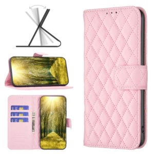 For Motorola Moto G22 Diamond Lattice Wallet Leather Flip Phone Case(Pink) (OEM)