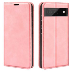 For Google Pixel 7 Pro Retro-skin Magnetic Suction Leather Phone Case(Pink) (OEM)