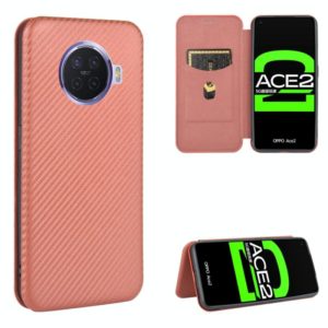 For OPPO Ace2 Carbon Fiber Texture Horizontal Flip TPU + PC + PU Leather Case with Card Slot(Brown) (OEM)